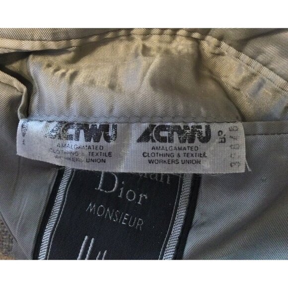 Vintage Christian Dior Monsieur Mens Wool Plaid Blazer Jacket Tan Beige 41 - Picture 6 of 11